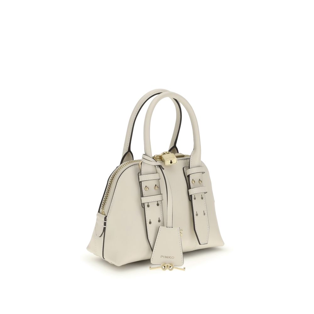 PINKO Bos Taurus calf leather white handbag front view