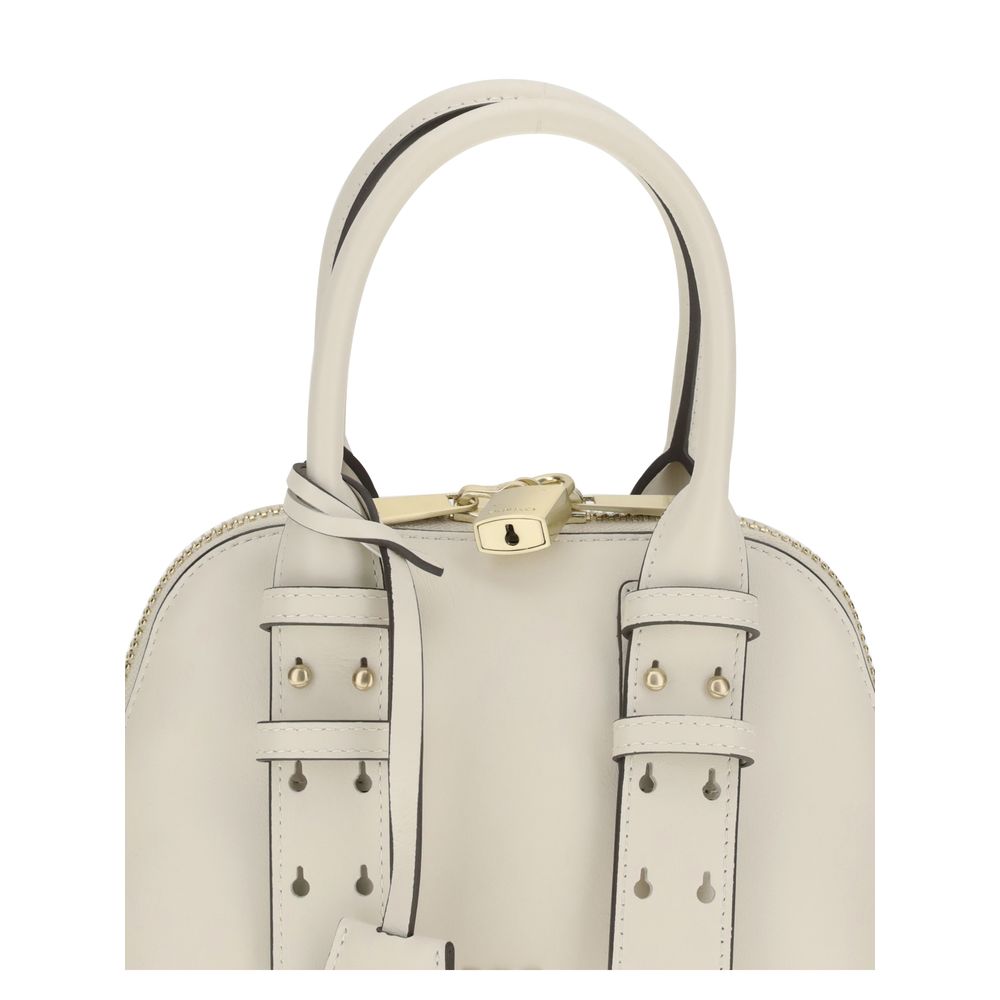 PINKO Bos Taurus white calf leather handbag, top-handle, front view