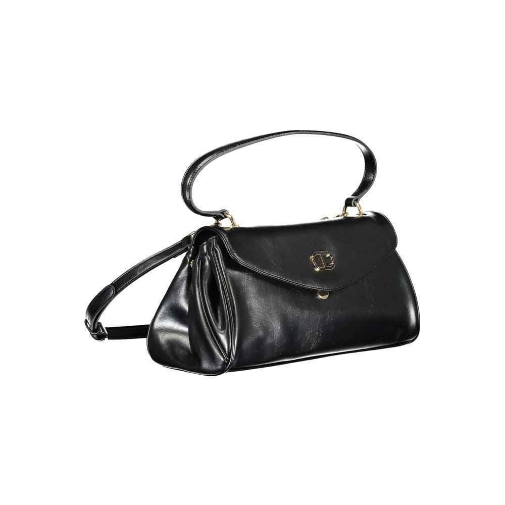 Twinset Top-Handle Bag, black, gold hardware, front view