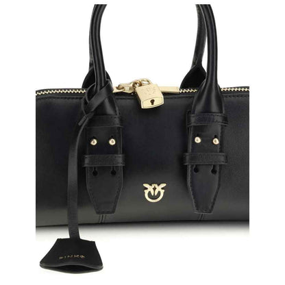 PINKO Black Calf Leather Shoulder Bag - XT & Co
