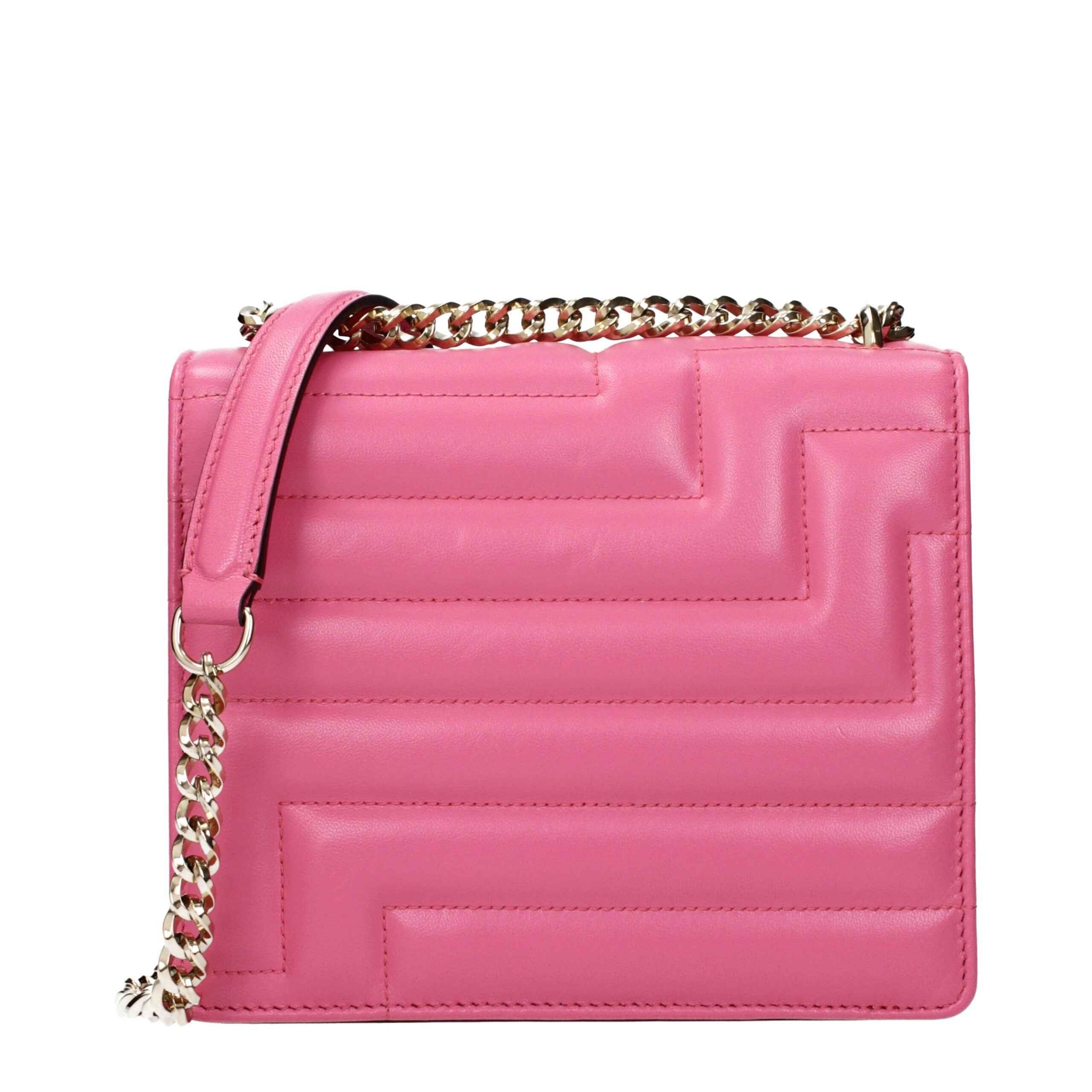 Jimmy Choo Varenne Avenue Shoulder Bag, pink leather, chain strap, front view