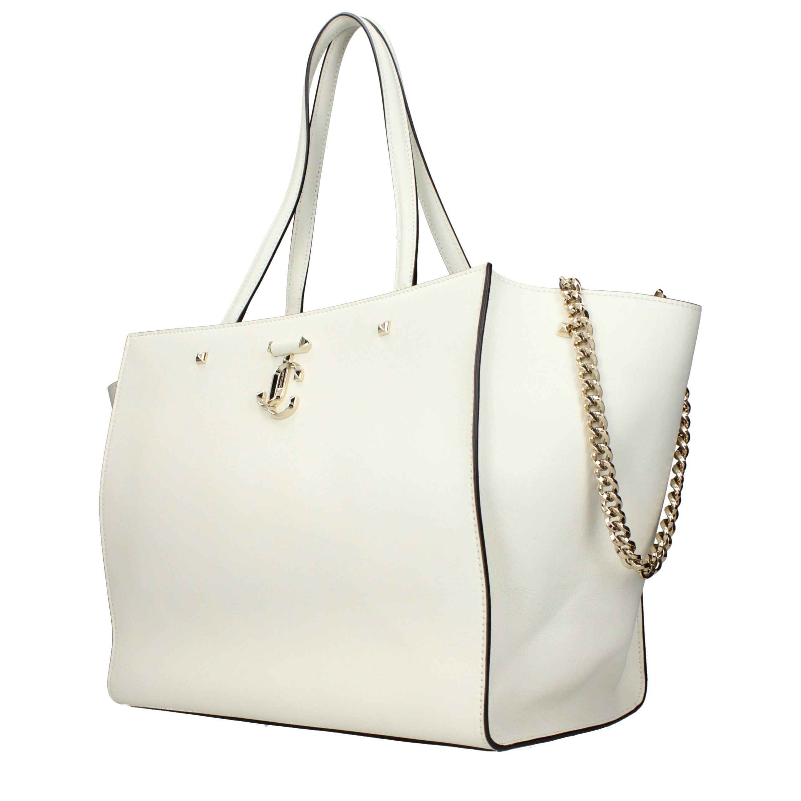 Jimmy Choo Avenue Day White Leather Shoulder Bag front view
