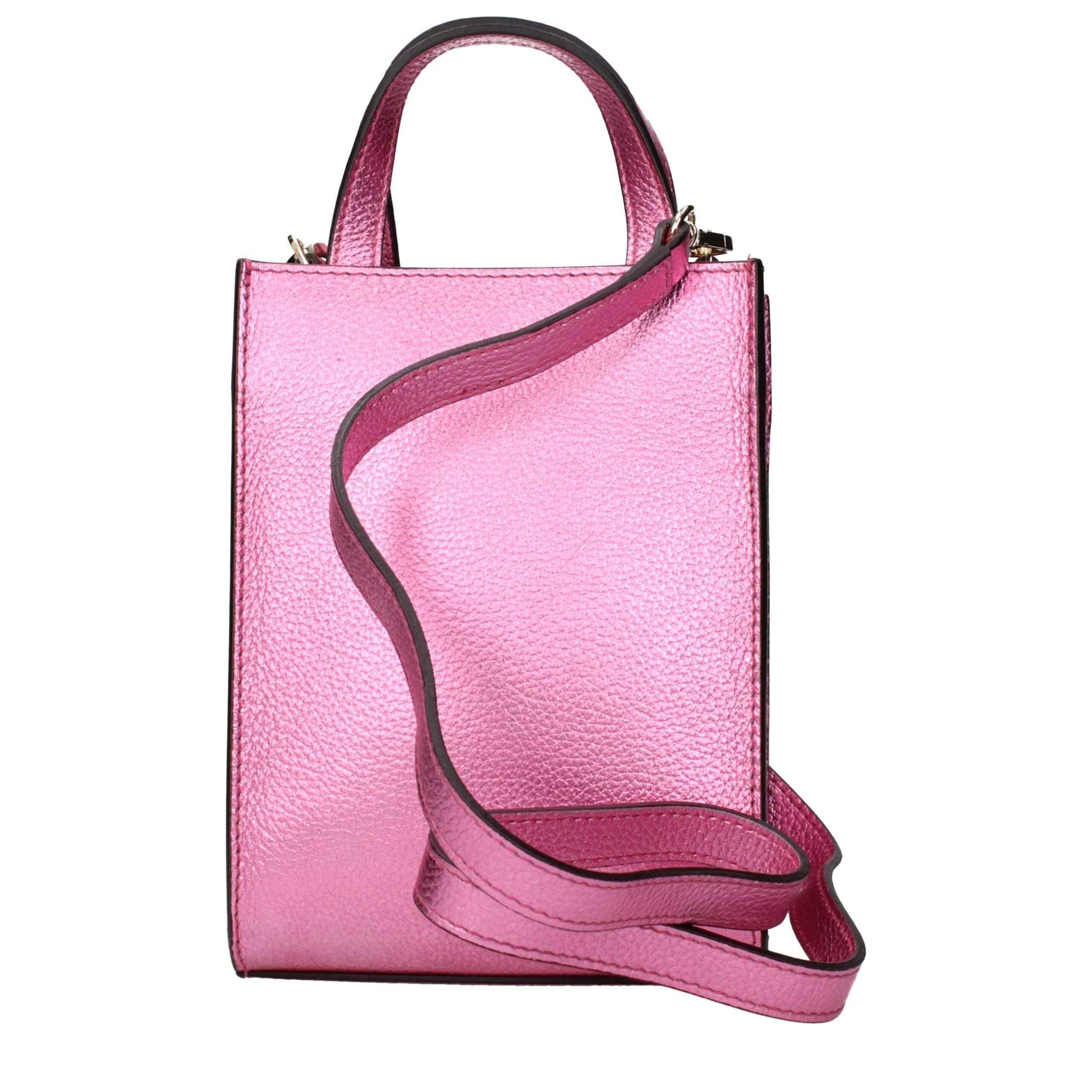 Jimmy Choo Mini Tote Bag, pink metallic leather, front view