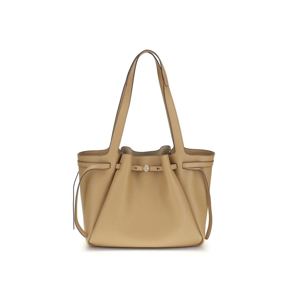 Tory Burch Romy Tote, beige pebble leather, tote bag, front view