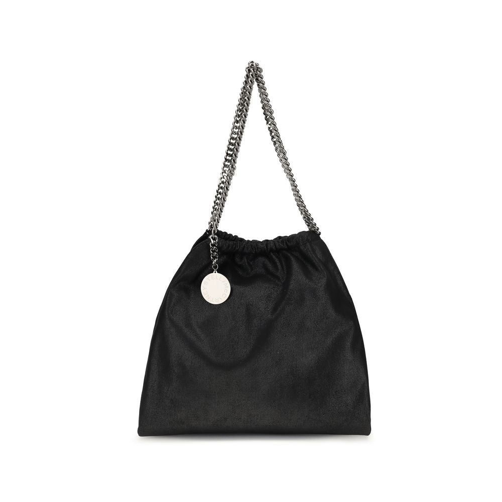 Stella McCartney Falabella black suede shoulder bag with chain handles, front view