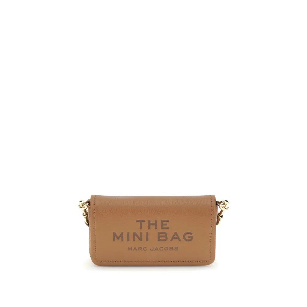 Marc Jacobs The Mini Bag tan grained leather shoulder bag front view