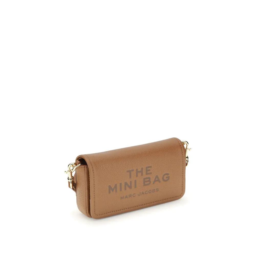 Marc Jacobs The Mini Bag tan grained leather shoulder bag front view