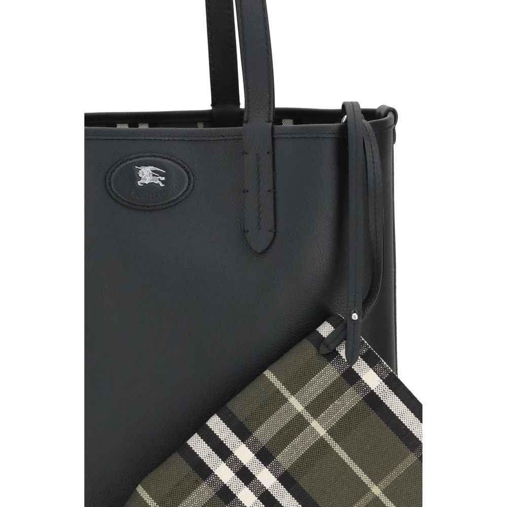 Burberry Reversible Bloomsbury Tote Bag, black calf leather, front view