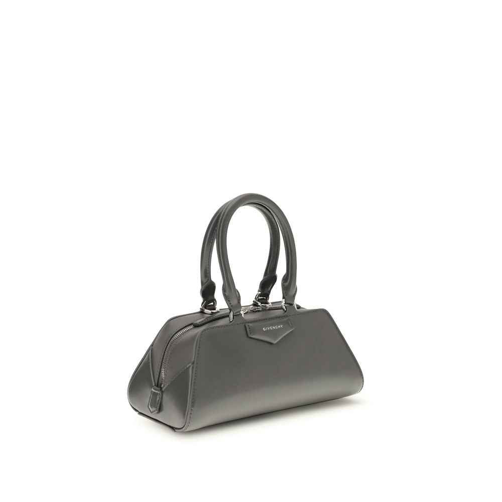 Givenchy Mini Antigona East-West Box Bag gray leather top-handle bag front view