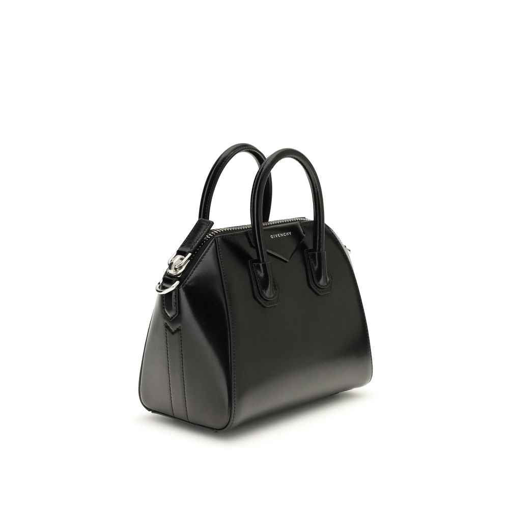 Givenchy Mini Antigona bag, black calfskin, satchel, angled front view