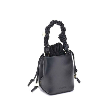 Ganni Black Recycled Leather Backet Bag by Ganni