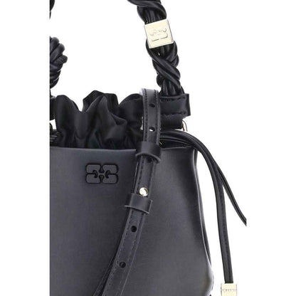 Ganni Black Recycled Leather Backet Bag by Ganni