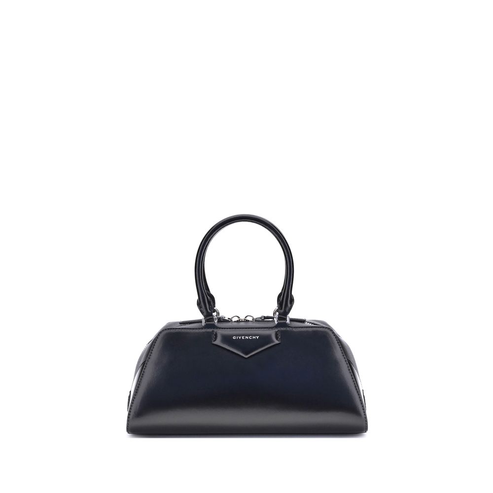 Givenchy Antigona East-West Black calf leather satchel bag, front view