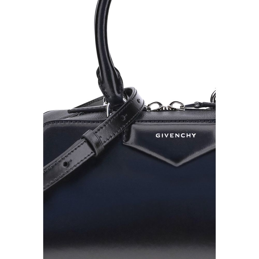 Givenchy Antigona East-West black calf leather satchel bag logo detail