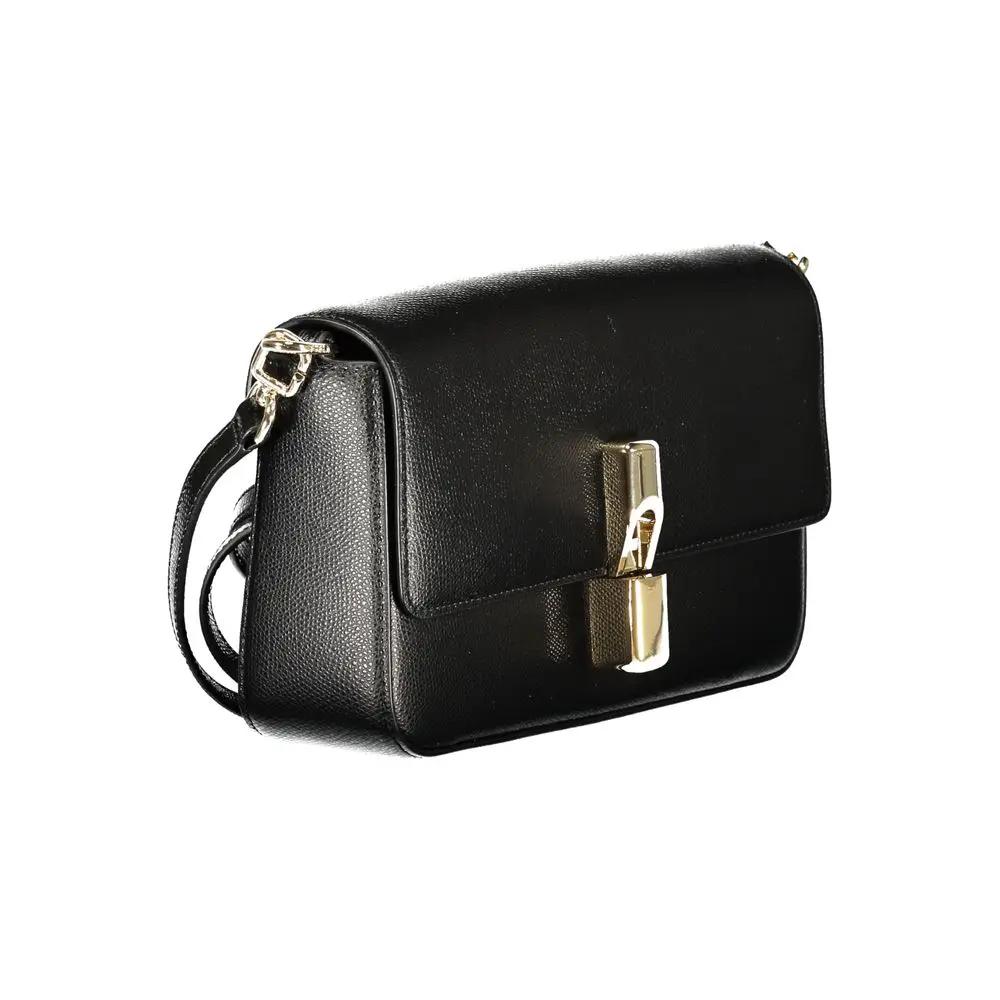 Furla Iride black leather crossbody bag front view
