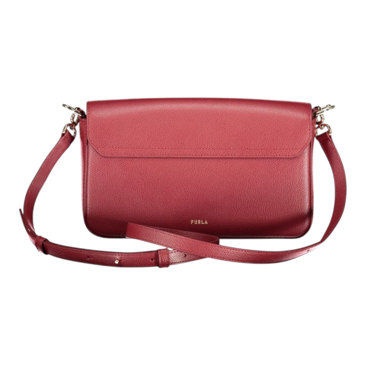 Bolso de mano Furla Iride en cuero rojo con correa ajustable, disponible en XT & Co
