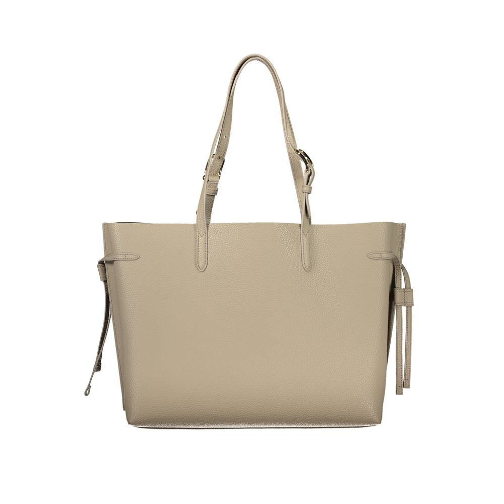 Furla beige leather shoulder bag, structured silhouette, front view