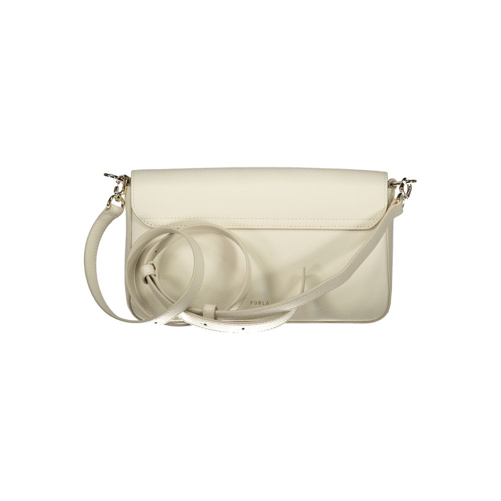 Furla Iride leather white shoulder bag with strap front view