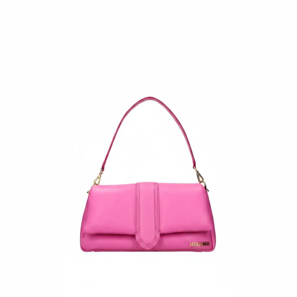 Jacquemus Le Bambimou pink leather shoulder bag, front view
