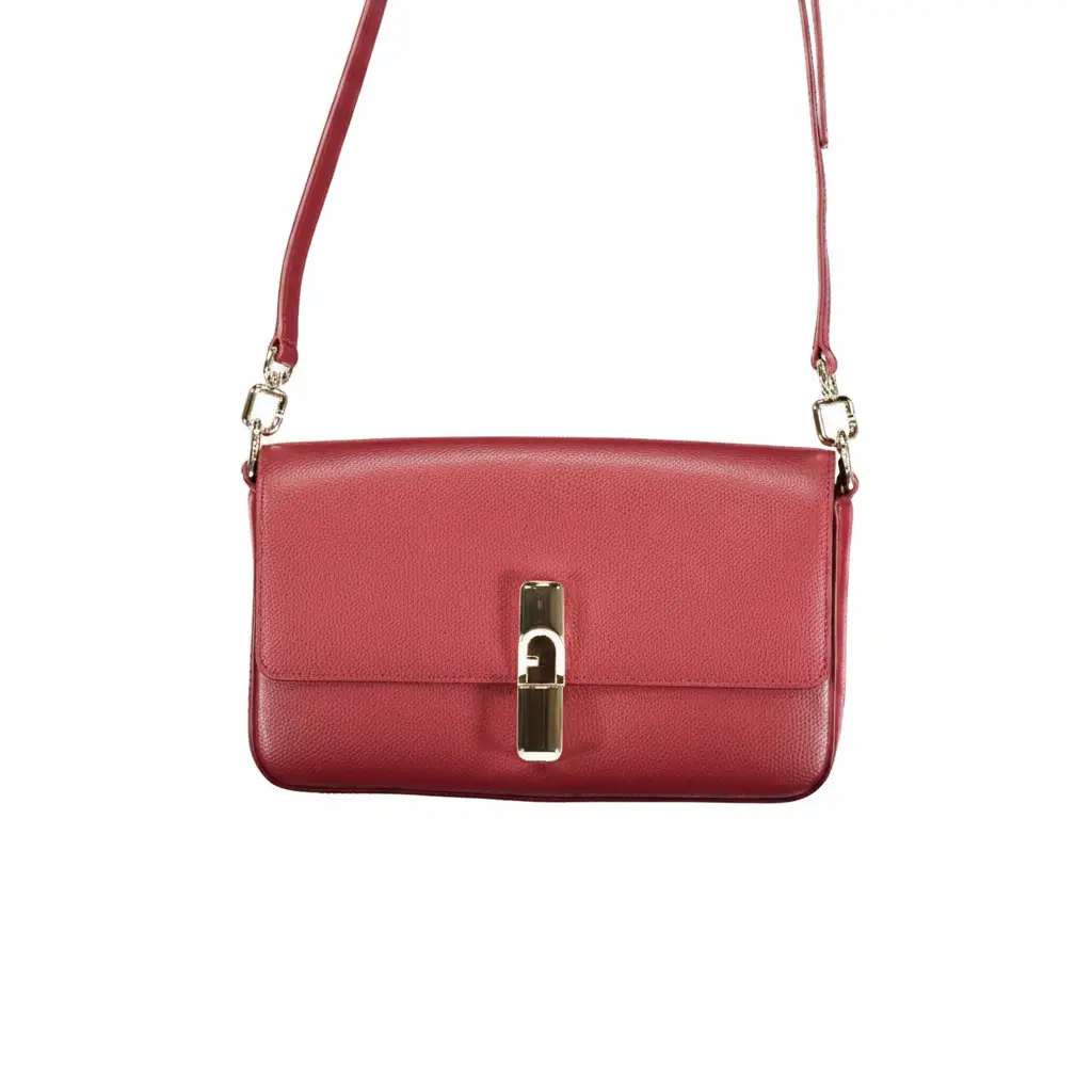 Furla Iride red pebbled leather crossbody bag front view