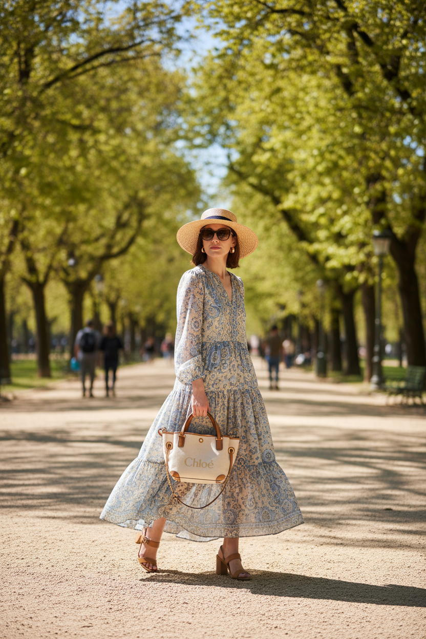 Chica con bolso Chloé en El Retiro