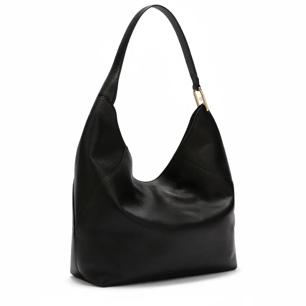 Furla Lara black pebbled leather shoulder bag, front view