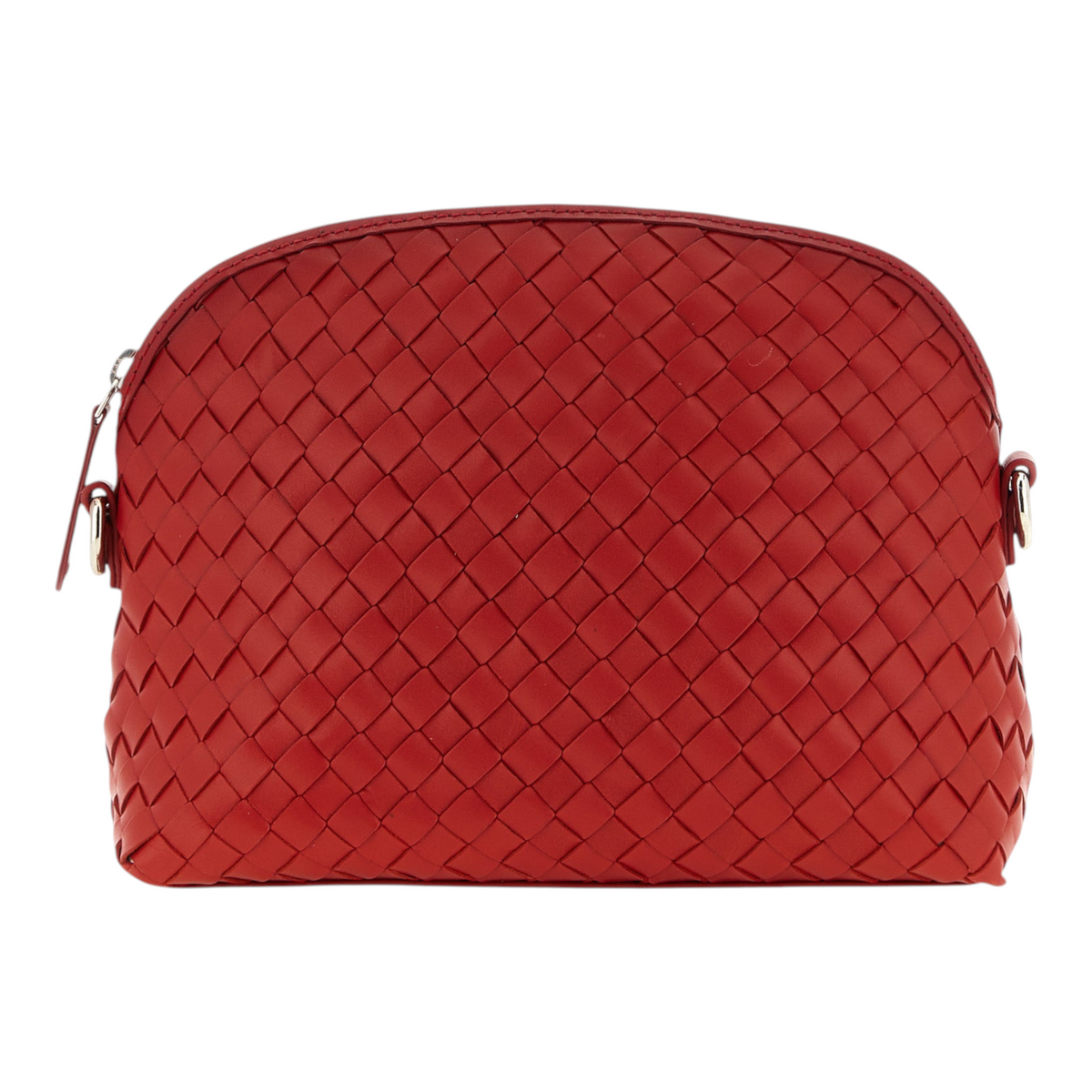 Bolso de mano XT & Co Dragon Diffusion rojo en piel de becerro trenzada con cierre de cremallera y forma de media luna