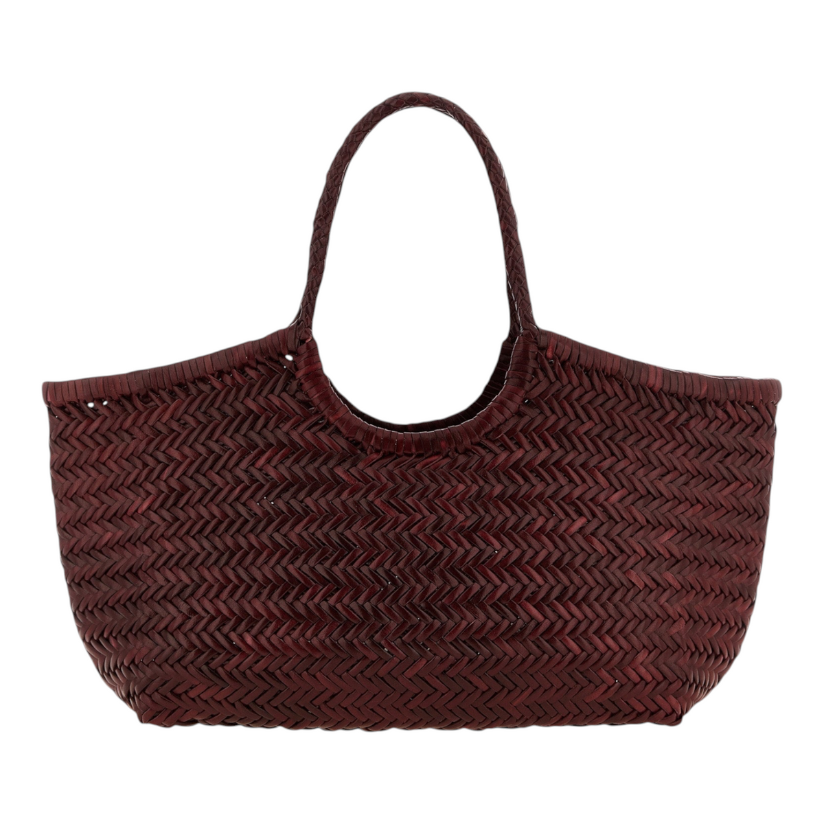 Bolso de hombro XT & Co Dragon Diffusion Nantucket en cuero burdeos trenzado a mano con asas dobles trenzadas