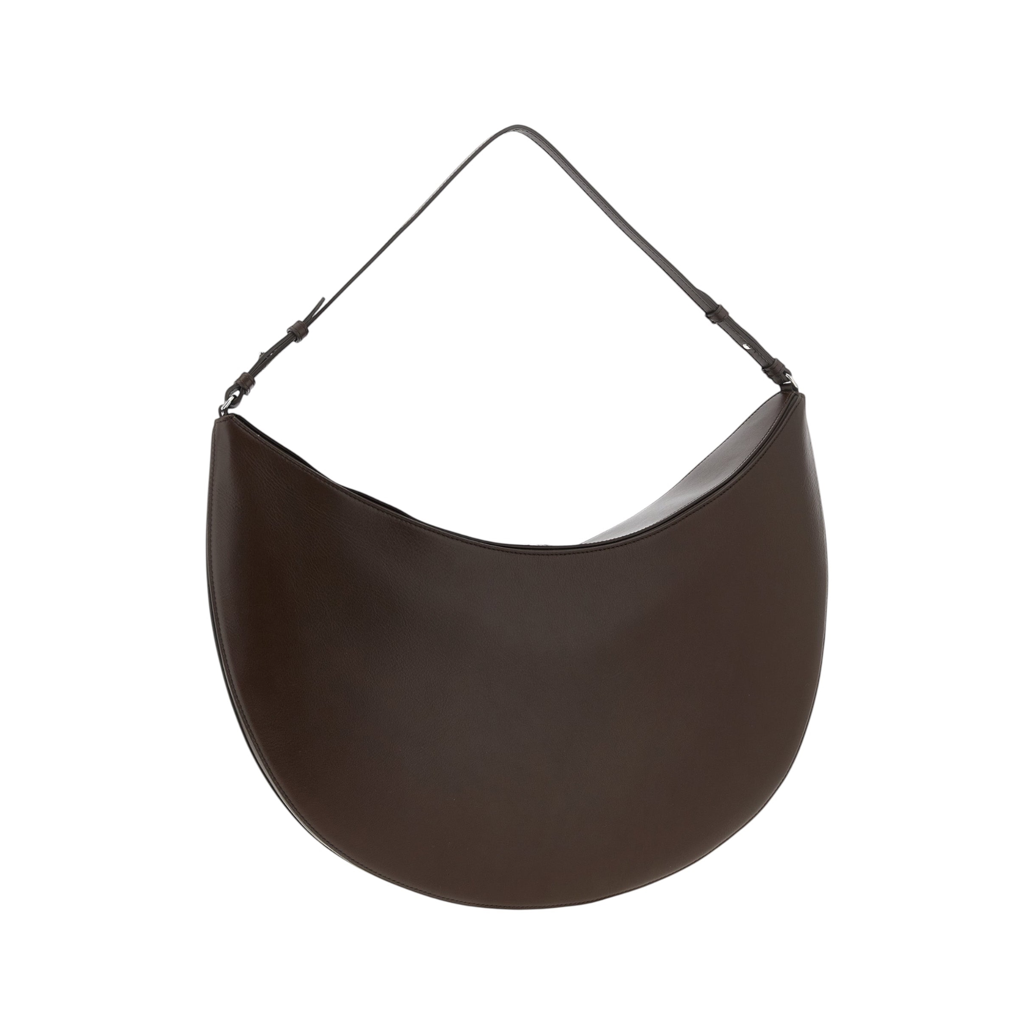 Bolso de hombro Jacquemus Le Sac Ovalo en piel de becerro marrón con asa ajustable, disponible en XT & Co