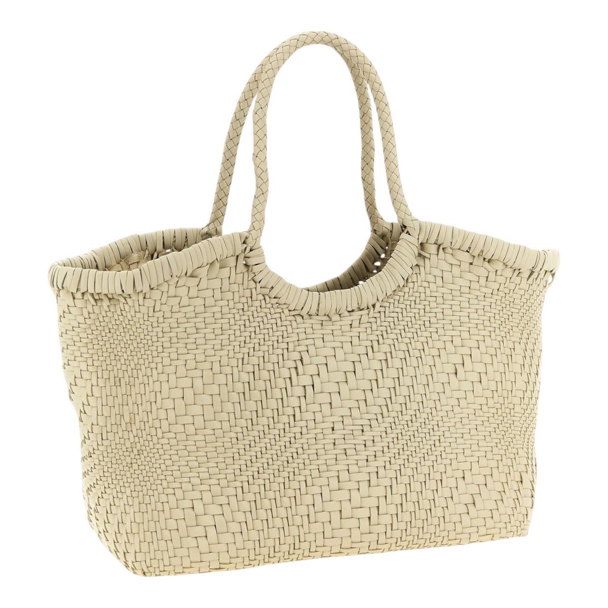Bolso de hombro XT & Co Dragon Diffusion Nantucket en piel de becerro blanca con tejido trenzado artesanal