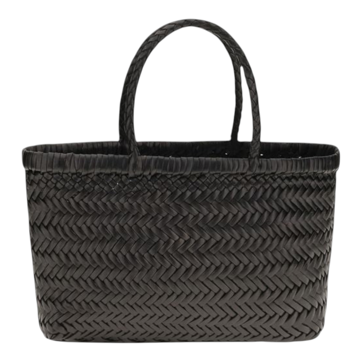 Bolso de mano mini Dragon Diffusion Gora en piel de becerro negra con diseño trenzado artesanal de XT & Co