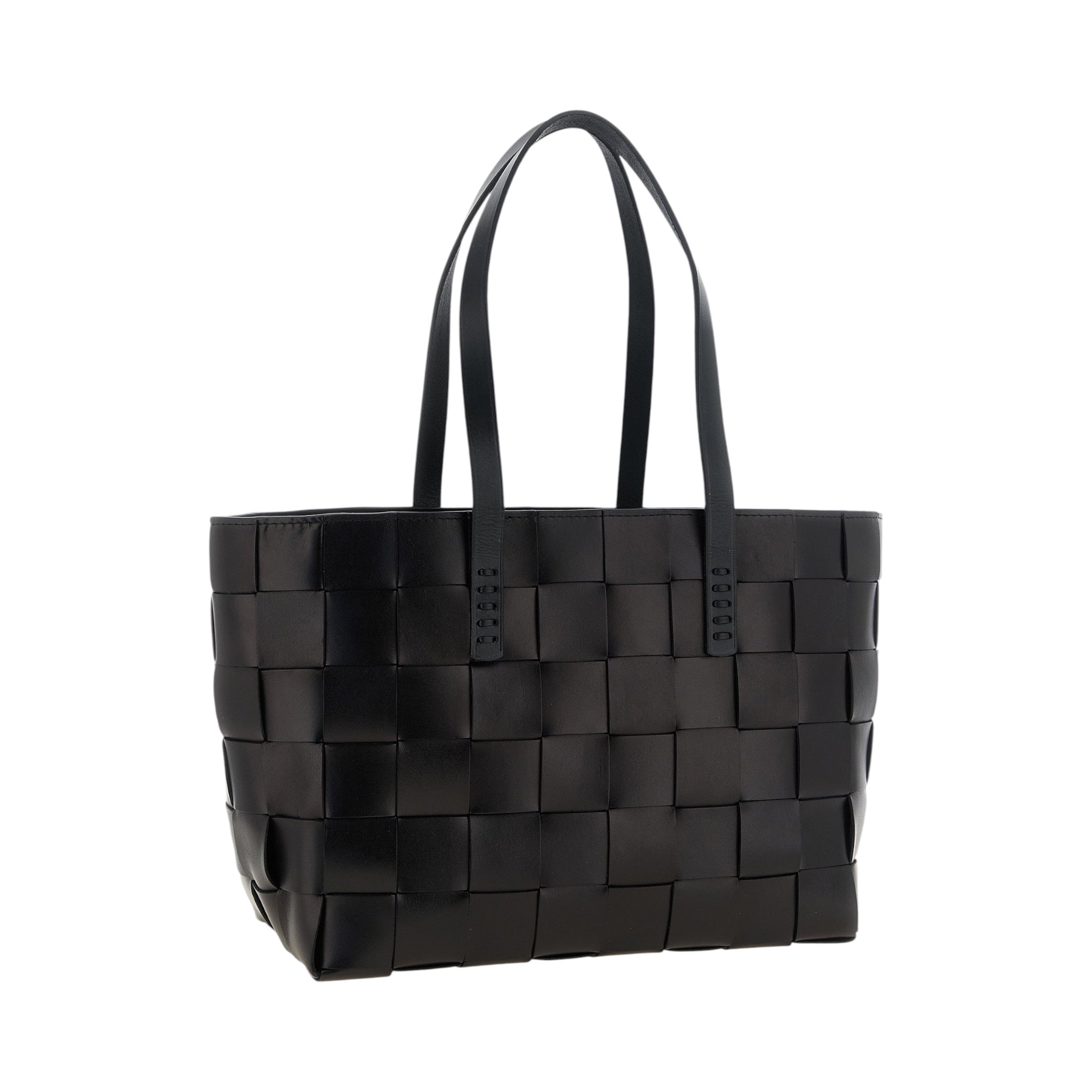 Bolso tote XT & Co Dragon Diffusion Japan en cuero negro trenzado con diseño de tablero y asas dobles