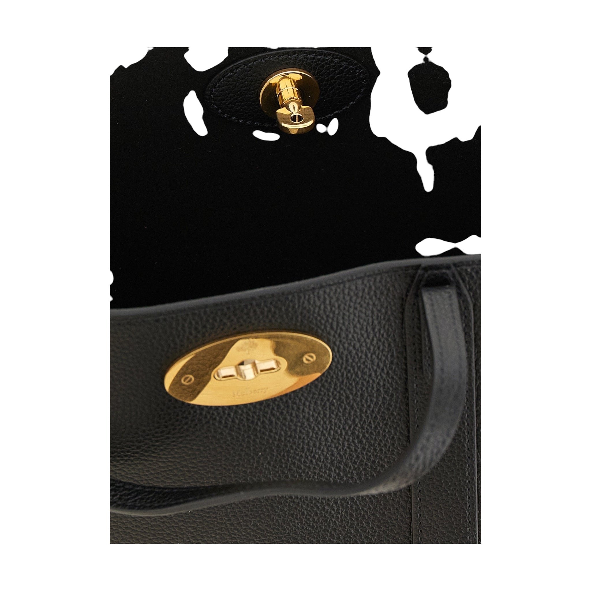 Bolso tote Mulberry Bayswater de XT & Co en piel granulada negra con cierre Postman's Lock de metal dorado