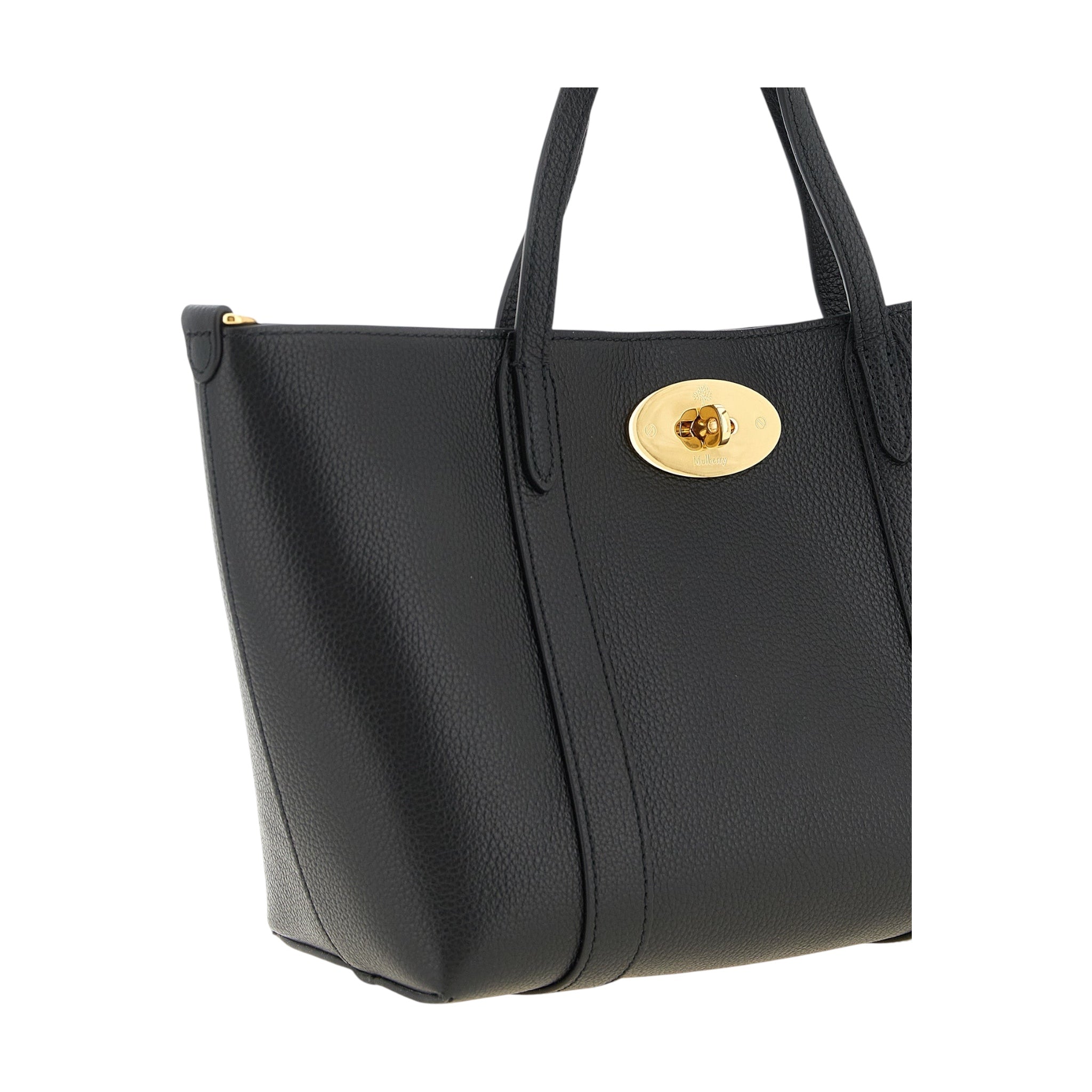 Bolso tote Mulberry Bayswater de XT & Co en piel de becerro negra granulada con cierre Postman dorado