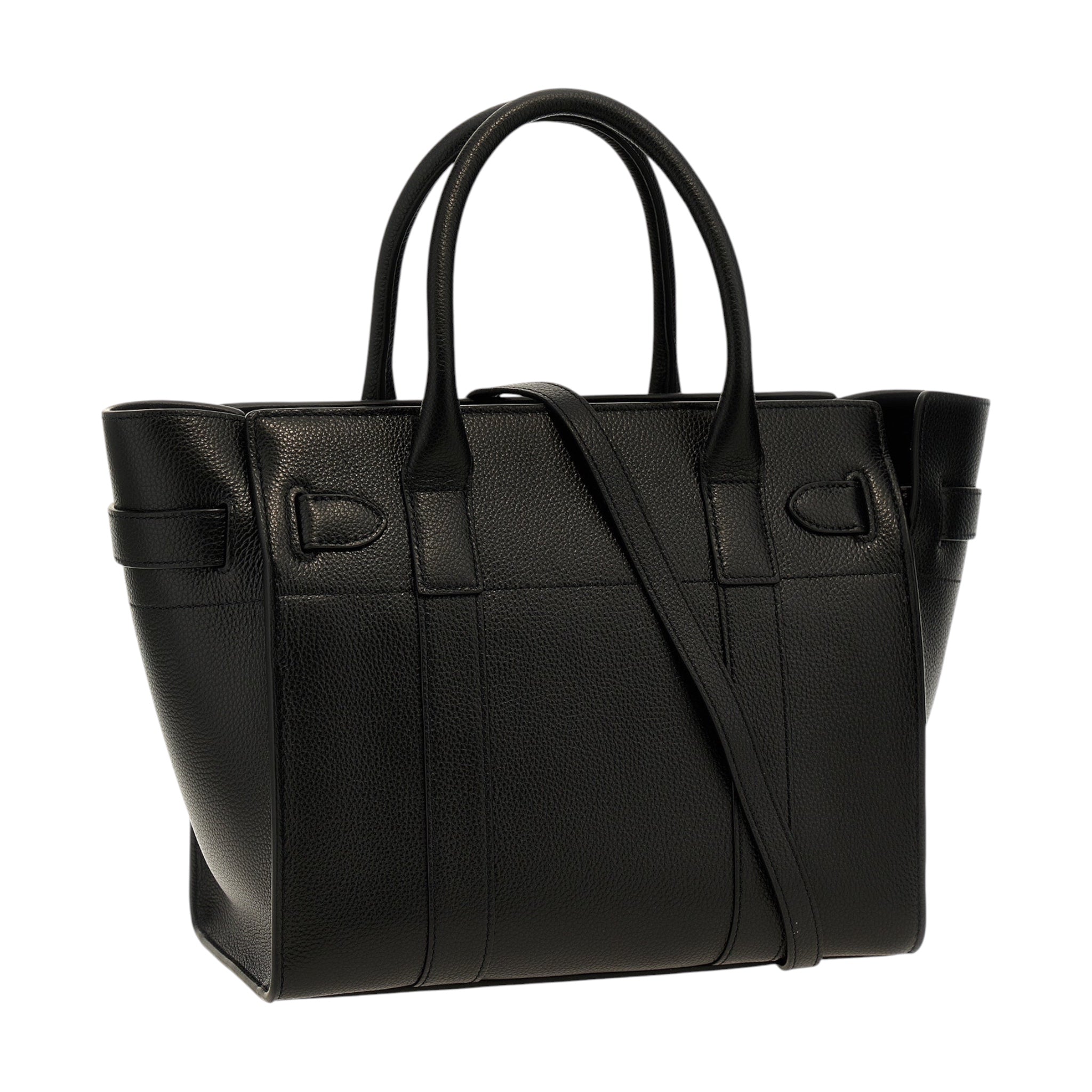 Bolso tote Mulberry Zipped Bayswater negro de piel de becerro granulada con asas dobles y correa de XT & Co