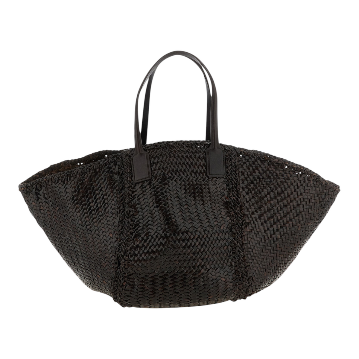 Bolso tote Dragon Diffusion Teresa Maxi Cabas de XT & Co en piel de becerro trenzada color marrón oscuro